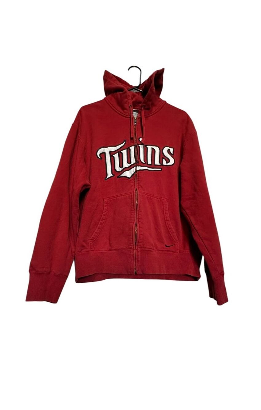 Vintage Nike MLB Minnesota Twins Size Large Full Zip Jacket Hoodie Red